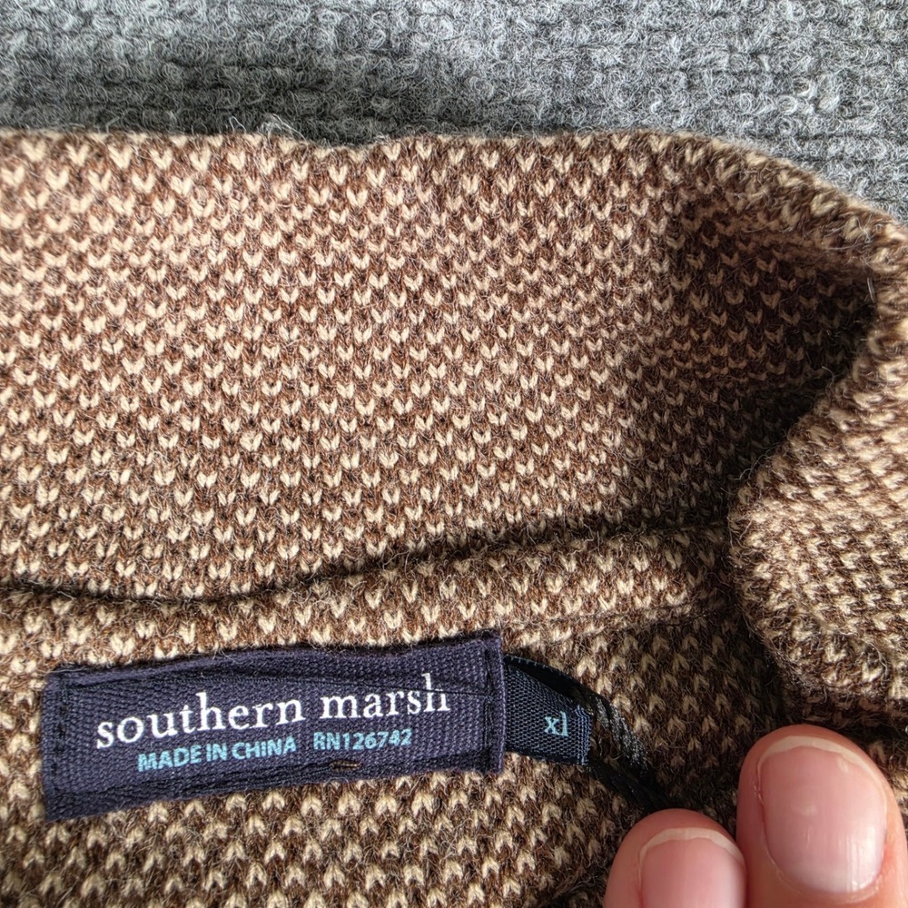 Southern Marsh DownpourDry Pullover Mens XL Brown Quarter Zip Textured Knit NWT - Picture 3 of 7